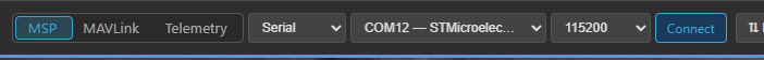The connection controls in the top bar