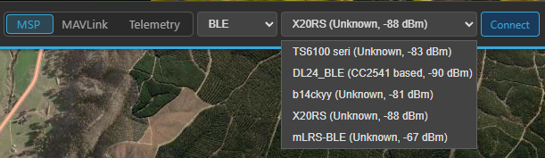 The BLE device list during a scan