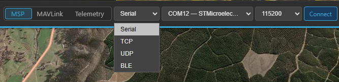 The transport dropdown