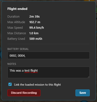 The post-flight summary