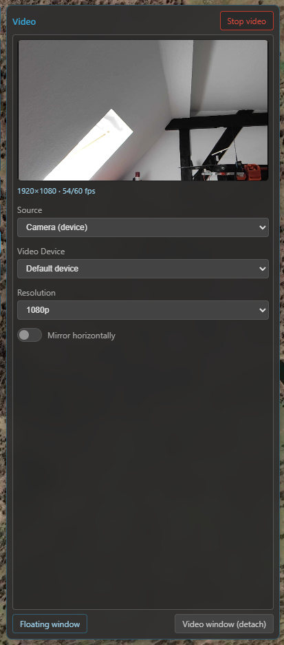 The Video panel